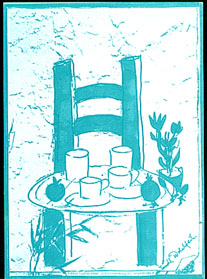 Postkarte "Stuhl aus Sifnos" (Trudl Wohlfeil)