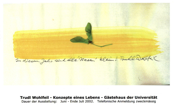 Individuelle Einladung zur Ausstellung "Konzepte eines Lebens", Hamburg 2002